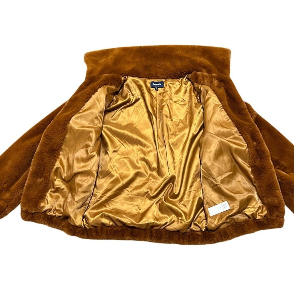 Splendid Y2K Brown Teddy Faux Fur Boho Jacket Zip Up Cozy Plush Women’s Small - Picture 6 of 12
